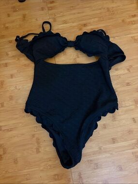Express Black Girls One-Piece Swimsuit with Scallop Trim